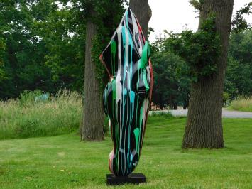 XL-Pferdekopf-Kunstskulptur auf Sockel – 152 cm – Polystone – Modernes Design