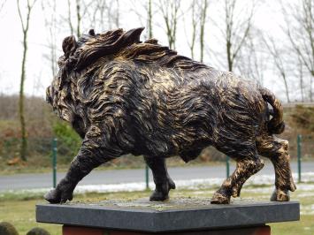 Beeld Wild Zwijn - 45 cm - Zwart met Goud - Polystone