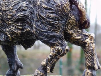 Beeld Wild Zwijn - 45 cm - Zwart met Goud - Polystone