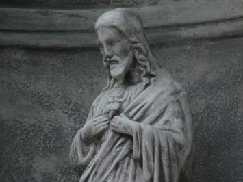 Große klassische Gebetskapelle mit Herz-Jesu-Statue – ca. 95 x 70 cm – Stein