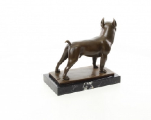 Een bronzen beeld/sculptuur van een franse bulldog