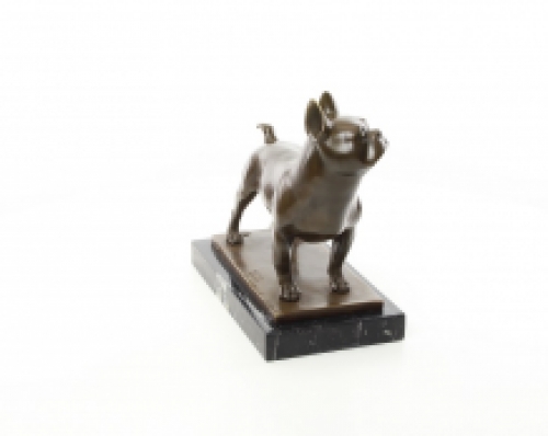 Een bronzen beeld/sculptuur van een franse bulldog