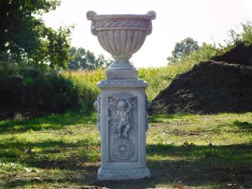 Bloempot op Sokkel met Engelen - 108 cm - Steen