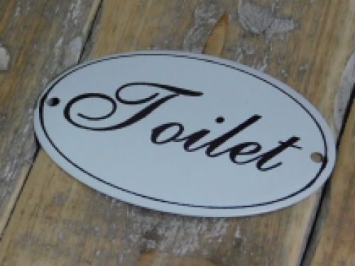 Bordje emaille''Toilet'' voor aan de WC-deur, old look