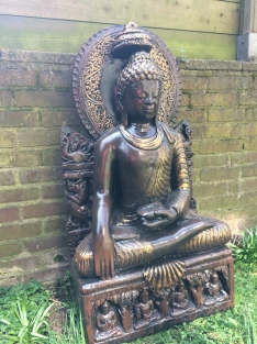 Thailändischer Buddha auf Thron - 93 cm - Stein