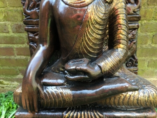 Thailändischer Buddha auf Thron - 93 cm - Stein