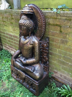 Thailändischer Buddha auf Thron - 93 cm - Stein