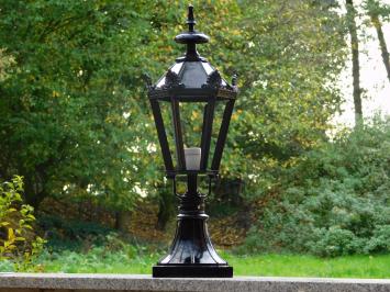 Klassische Außenleuchte – 70 cm – Schwarz – Schirm mit Kronen auf quadratischem Sockel – Aluminium