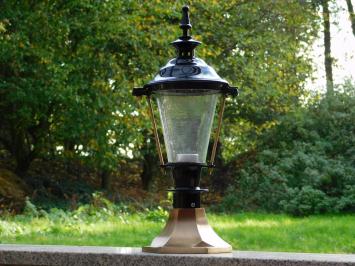 Klassieke Buitenlamp Zwart met Messing Lampvoet - 51 cm - 6-Kantige Voet