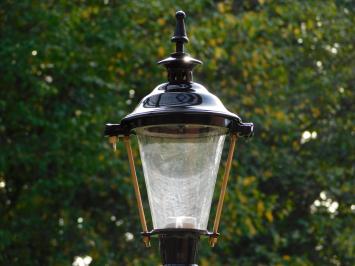 Klassieke Buitenlamp - 82 cm - Zwart - Sierlijke Sokkelpaal met Messing Accent - Alu