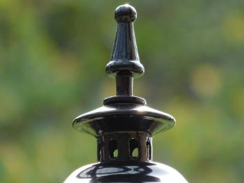 Klassieke Buitenlamp Zwart - 74 cm - Sierlijke Sokkelpaal - Kap met Messing Accent - Alu