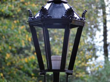 Klassische Außenleuchte Schwarz – 63 cm – Schirm mit Kronen auf sechseckigem Sockel – Aluminium