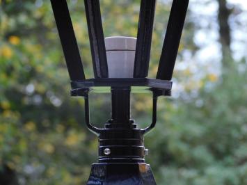 Klassische Außenleuchte Schwarz – 63 cm – Schirm mit Kronen auf sechseckigem Sockel – Aluminium