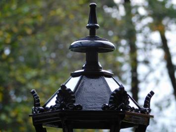 Klassische Außenleuchte Schwarz – 63 cm – Schirm mit Kronen auf sechseckigem Sockel – Aluminium