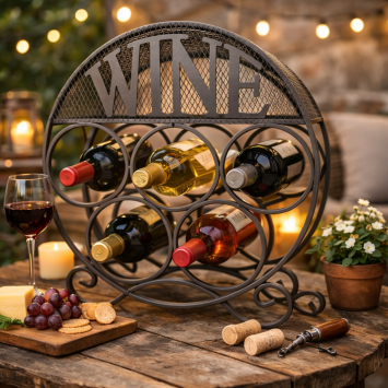 ländliches Weinregal aus Metall