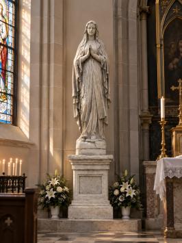 Große Marienstatue auf Sockel - 190 cm - Massivstein