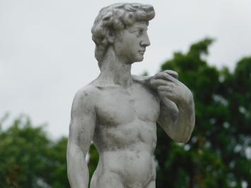 Statue David auf Sockel | 105 cm hoch | Stein | Weiß und Grautöne