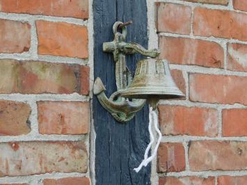 Türklingel „Anker“ aus Gusseisen – Grün/Braun – inklusive Schnur