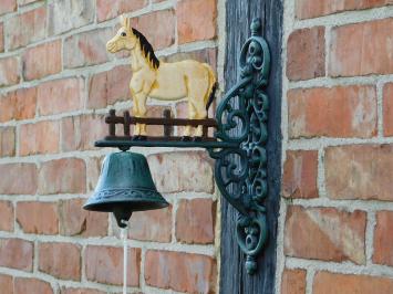 Türklingel mit Pferd, blond – Gusseisen – Vintage-Wandklingel