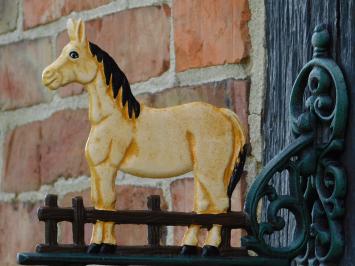 Türklingel mit Pferd, blond – Gusseisen – Vintage-Wandklingel