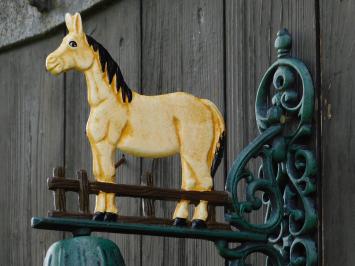 Türklingel mit Pferd, blond – Gusseisen – Vintage-Wandklingel