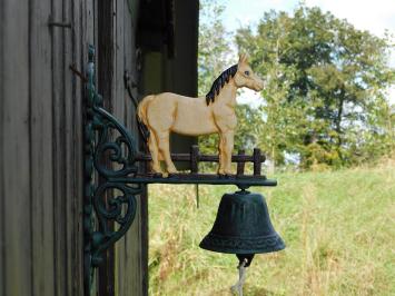 Türklingel mit Pferd, blond – Gusseisen – Vintage-Wandklingel
