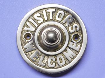 Deurbel ''Visitors Welcome'' - 8 cm - Messing