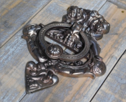 Deurklopper, Engel, Antiek | ijzer, bronskleur (Koper) | H26,0xB18,5 Cm