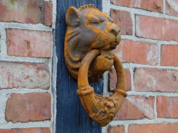 Grote Leeuwenkop als Deurklopper - Gietijzer rust-bruin