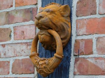 Grote Leeuwenkop als Deurklopper - Gietijzer rust-bruin