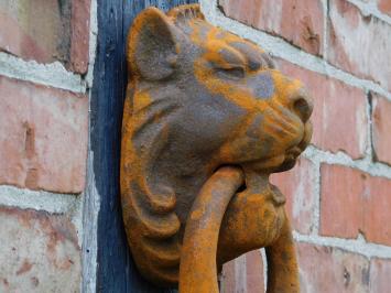 Grote Leeuwenkop als Deurklopper - Gietijzer rust-bruin