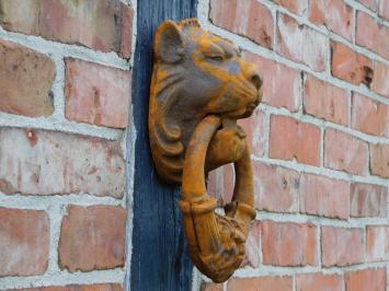 Grote Leeuwenkop als Deurklopper - Gietijzer rust-bruin