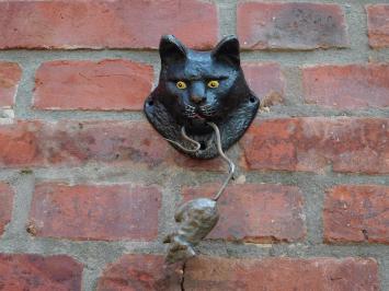 Türklopfer mit Katze und Maus – farbiges Gusseisen