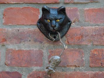 Türklopfer mit Katze und Maus – farbiges Gusseisen