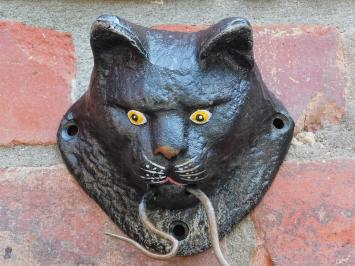 Türklopfer mit Katze und Maus – farbiges Gusseisen