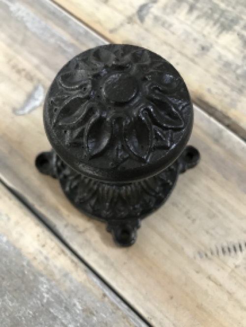 Türknauf Ponto mit Knopf und Schlüsselrosette PZ - Eisen antik - dunkelbraun