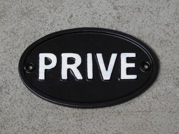 Türschild PRIVE - Oval - Schwarz mit Weiß