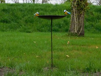 Unikat: Vogeltränke - Gelbe Vögel 2 zu 1 - Gartenstab - Metall