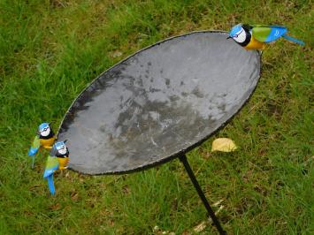 Unikat: Vogeltränke - Gelbe Vögel 2 zu 1 - Gartenstab - Metall