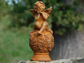 Engel auf einer Rosenkugel – Gusseisen – ca. 15,5 cm hoch