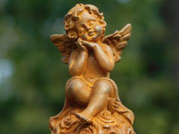 Engel auf einer Rosenkugel – Gusseisen – ca. 15,5 cm hoch