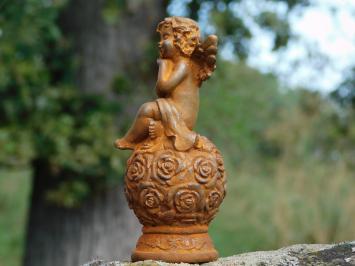 Engel auf einer Rosenkugel – Gusseisen – ca. 15,5 cm hoch