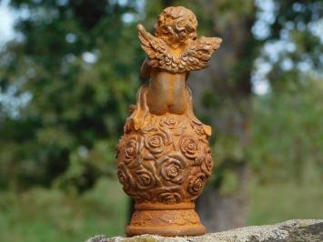 Engel auf einer Rosenkugel – Gusseisen – ca. 15,5 cm hoch