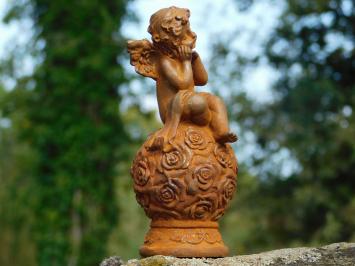 Engel auf einer Rosenkugel – Gusseisen – ca. 15,5 cm hoch
