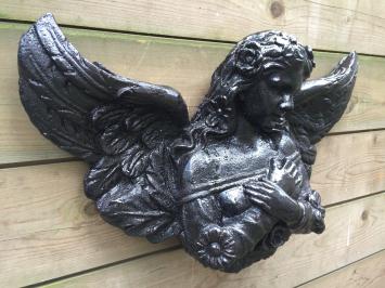1 „Angelic“ Engelsskulptur aus Gusseisen, schwarz