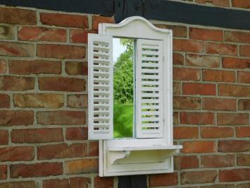 Spiegel mit Fenster - Holzrahmen und Türen - Old French White