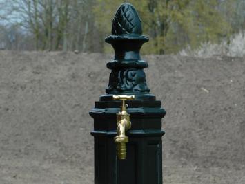 Stehbrunnen - Alu - dunkelgrün - Wasserhahn