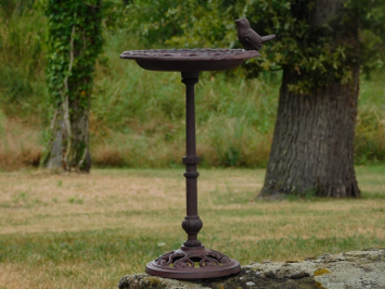 Elegantes Vogelbad aus Gusseisen auf Sockel – Vintage-Braun – ca. 40 cm hoch