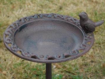 Elegantes Vogelbad aus Gusseisen auf Sockel – Vintage-Braun – ca. 40 cm hoch