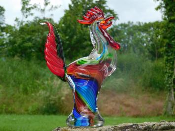 Glazen Beeld Haan –  28,5 x 20 cm - Handgemaakt Glasgeblazen Kunstwerk